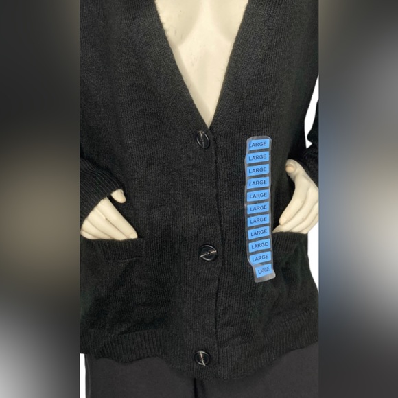 BB DAKOTA BY STEVE MADDEN Black Oversized Color Block Cardigan Duster Sweater, L - Picture 11 of 16